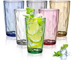 SnelShoppen - Set van 6 Grote Drinkglazen 470 ml - Plastic Waterglazen, Cocktailglazen, Kleurrijke Longdrinkglazen voor Feest, Tuin, Keuken, Robuust e