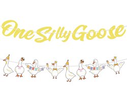 SnelShoppen - Silly Goose Banner voor Feest, Boerderij Dieren Thema, 1e Verjaardag, Baby Shower, Duurzaam Papier, 1 Set, Kleurrijke Versiering voor Ki