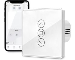 SnelShoppen - Smart Roller Shutter Switch Wifi Schakelaar Flush Mounted met Timer voor Slimme App Controle - Wit Tempered Glas voor Rolluiken, Jaloezi