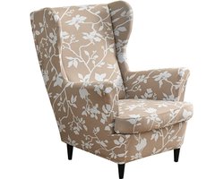 SnelShoppen - Stoelhoezen voor oorstoelen 2 stuks, rekbare overtrek voor oorfauteuil, bedrukte beschermhoes, ideaal voor woonkamer, stijlvol en duurza