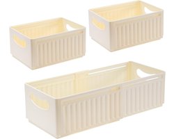 SnelShoppen - Storage Box Set van 3 - Plastic Vouwdozen - Stretchable Organiser Box voor Keuken, Badkamer, Kantoor, Slaapkamer, 47.5x28x25 cm