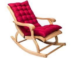 SnelShoppen - Suede Tuin Lounger Kussen, Antislip Schommelstoel Kussen, Dikte Gevoerde Zitkussen met Touwen (Claret) 120x50x12 cm