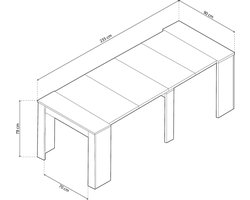 SnelShoppen - Uitschuifbare Eettafel, Consoletafel in Canadees Eiken, 50-235 cm (L) x 90 cm (B) x 78 cm (H) voor Woonkamer of Keuken