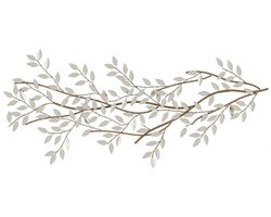 SnelShoppen - Wanddecoratie ijzeren bladeren wit goud 50,8 x 5,7 x 137,2 cm - Moderne wandkunst voor woonkamer, slaapkamer, hal, trendy interieur, lux