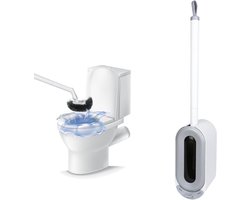 SnelShoppen - Wandmontage Toiletborstel Set met Lange Handgreep, Grijze Toiletborstel en Houder, Ideaal voor Toiletten en Badkamers