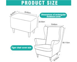 SnelShoppen - Wasbare Wijzenfauteuilhoes met Voetensteunhoes, Extra Zacht Materiaal, Donkergrijs, Geschikt voor Oorfauteuil en Voetenbank, Ideaal voor