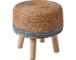SnelShoppen - Wicker Krukje - Handgemaakt Natuurlijke Zeegras en Dennenhouten Poten - Landelijke Stijl - Blauw - 32x32x32 cm - Voor Woonkamer, Slaapka