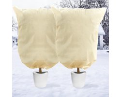 SnelShoppen - Winterbescherming voor Planten 80 x 120 cm - Herbruikbare Pot Plant Zak met Koord en Rits - Frost Bescherming Fleece - Insecten- en Dier