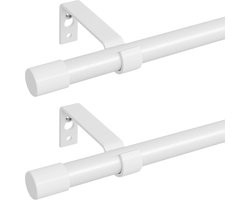 SnelShoppen - Witte Gordijnstangen 2 Stuks, Verstelbare Gordijnroedes voor Raam 28 tot 48 Inch, 5/8 Inch Diameter Metaal, Stevige Gordijnstang Set met