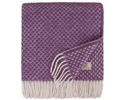 SnelShoppen - Zachte Warme Wollen Deken Lila Violet 130 x 170 cm - 100% Nieuw-Zeelandse Wol - Woondeken Plaid Voor Bank Bed Fauteuil Slaapbank Winterd