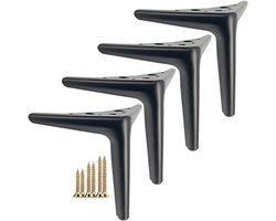 SnelShoppen - Zwarte Meubelpoten 12cm, Stalen Poten voor Meubels Set van 4, Moderne DIY Korte Kastpoten, Ideaal voor Dressoir, Bedside Table en Bank