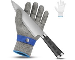 Snijbestendige handschoenen niveau 9 - Snijbestendige slagershandschoenen - Roestvrijstalen snijbestendige handschoenen - Dagelijkse snijbescherming - Voor het snijden met netten, hakken, mandolines, oesteren en snijden (S)
