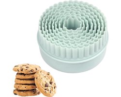 Snijder - dubbelzijdige ronde koekjes snijder, cookies snijder en fudge taartvorm - plastic cookies snijder set van 8.