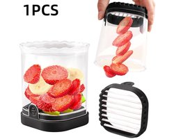 Snijmes - Groentesnijder - Fruitsnijder - Keukengereedschap - Afneembaar snijblad - Geschikt voor het snijden van diverse soorten fruit - Zwart - 7,5*7,5*10 cm