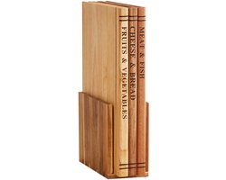 Snijplank - Dikke houten snijplank - Boekvormig - Antislip snijplankenset - Met sapcentrifuge - Decoratieve snijplankhouder - Driedelige set - Geschikt voor het snijden van fruit en vlees - Bruin