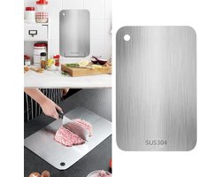 Snijplank - keukengebruik - dubbelzijdig - roestvrij staal 304 - schimmelwerend - scherp, hygiënisch en duurzaam - voor het snijden van vlees, brood, groenten en fruit - 15×25 cm - zilver