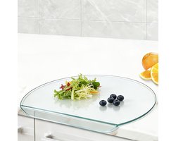Snijplank met opstaande rand - Antislip snijplank van acryl - Halfronde snijplank voor groenten en fruit - Snijplank voor op het aanrecht - Geschikt voor het bereiden en serveren van voedsel - Transparant (30*25,5 cm)