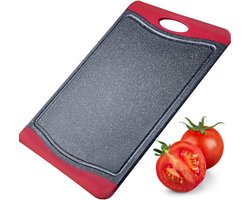 Snijplank, met sapgeul, antislip en mesvriendelijk, snijoppervlak: 30 x 21 cm, granietlook, kunststof, antraciet/rood, 6215224G