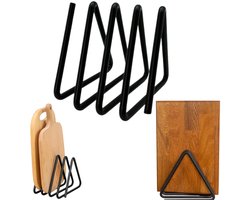 Snijplank opbergrek, verdeeld gereedschapsrek, kan worden gebruikt als afdruiprek，servettenrek, snijplankenrek, dekselrek (9,2*9,2 cm, zwart)