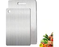 Snijplank RVS 30x20 cm – Vaatwasserbestendig, Antibacterieel & Dubbelzijdig – Luxe Titanium Look – Hygiënisch & Duurzaam