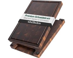 Snijplank van massief acaciahout met sapgoot en handgrepen