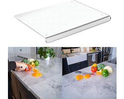 Snijplank van transparant acryl voor aanrecht, antislip snijplank van transparant acryl met lip, acryl snijplank met stoprand