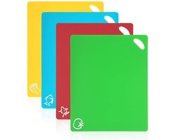 Snijplanken | 4 Stuks | 4 Kleuren | Kunststof | Antislip | Anti bacterieel | Vaatwasserbestendig | Handgreep