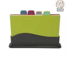 Snijplankenset met houder - kunststof - vaatwasserbestendig - set van 4 kleuren snijplanken - snijplanken
