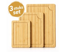 Snijplankenset - Snijplankenset -Snijplankenset 3 stuks - Snijplanken bamboe - Snijplank Hout - Snijplanken- Tapasplank - Borrelplank - Serveerplank - Premium Olie – Antislip