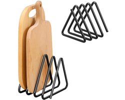 Snijplankrek - Driehoek snijplank rek - Rek voor pannendeksels of snijplank - Keukenbenodigdheden voor thuis - Metalen snijplankrek - Eenvoudig opbergrek voor thuis - voor keuken aanrecht snijplank houder stand opslag - Zwart