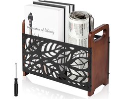 SNJY® Krantenbak - Lectuurbak - Tijdschriftenhouder - Magazinehouder - 13L x 33B x 24H cm - Bruin/Zwart