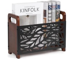 SNJY® Krantenbak - Lectuurbak - Tijdschriftenhouder - Magazinehouder - 13L x 33B x 24H cm - Bruin/Zwart