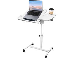 SNJY® Laptoptafel op Wielen - Bijzettafeltjes Woonkamer - Bedtafel - Bedtafeltje Met Wielen - 40D x 60B x 89H cm - Wit