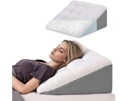 SNJY® Leeskussen Voor in Bed - Bookseat - Boekkussen Slaapkamer - 55 x 55 x 25 cm - Wit/Grijs