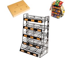 Snoeprek en Snoeporganizer - Compacte Snackorganizer voor Winkels en Kantoren - Candy rack - Snack organizer rek met Gelaagde Planken - Snackreck voor Winkels en Keukens – Keukenrek - 5 lagen