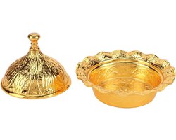 Snoepschotel Messing Suikerkoperen Kom met Deksel - Gouden Chocolade Snoepkom voor Bruiloft Thuisbuffet