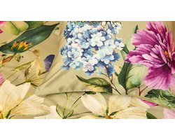 Snoozing Flowering Dekbedovertrek - Eenpersoons - 140x200/220 cm - Groen