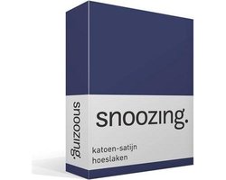 Snoozing - Katoen-satijn - Hoeslaken - Lits-jumeaux - 200x220 cm - Navy