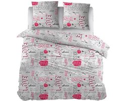 Snoozing Kiss - Dekbedovertrek - Tweepersoons - 200x200/220 cm - Grey