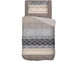 Snoozing Knitted Wool - Flanel - Dekbedovertrek - Eenpersoons - 140x200/220 cm - Multi kleur