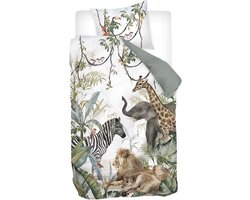 Snoozing Kya - Flanel - Dekbedovertrek - Eenpersoons - 140x200/220 cm - Groen