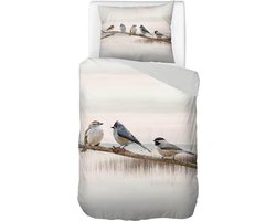 Snoozing Lake - Flanel - Dekbedovertrek - Eenpersoons - 140x200/220 cm + 1 kussensloop 60x70 cm - Wit