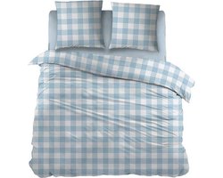 Snoozing Lies - Flanel - Dekbedovertrek - Eenpersoons - 140x200/220 cm + 1 kussensloop 60x70 cm - Blauw
