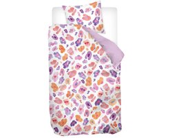 Snoozing Noraly Dekbedovertrek - Flanel - Eenpersoons - 140x200/220 cm + 1 sloop) - Roze/Paars