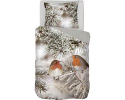 Snoozing Pine - Flanel - Dekbedovertrek - Eenpersoons - 140x200/220 cm + 1 kussensloop 60x70 cm - Grijs