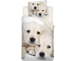 Snoozing Puppy Love Dekbedovertrek - Eenpersoons - Flanel - 140x200/220 cm + 1 kussensloop 60x70 cm - Multi kleur