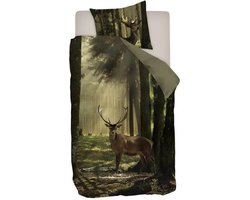 Snoozing Sunrise Forest - Flanel - Dekbedovertrek - Eenpersoons - 140x200/220 cm - Multi kleur