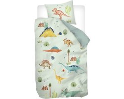 Snoozing Triceratops - Flanel - Dekbedovertrek - Eenpersoons - 140x200/220 cm - Groen