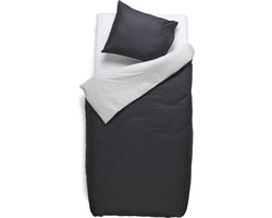 Snoozing Two Tone - Dekbedovertrek - Eenpersoons - 140x200/220 cm + 1 kussensloop 60x70 cm - Antraciet/Grijs