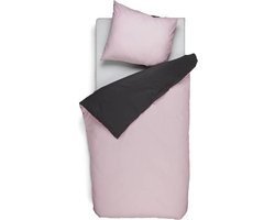 Snoozing Two Tone - Dekbedovertrek - Eenpersoons - 140x200/220 cm + 1 kussensloop 60x70 cm - Roze/Antraciet